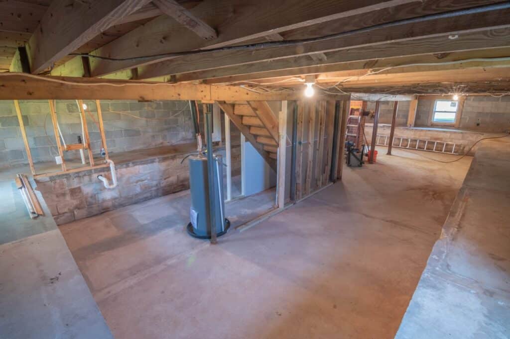 new basement water heater installation.