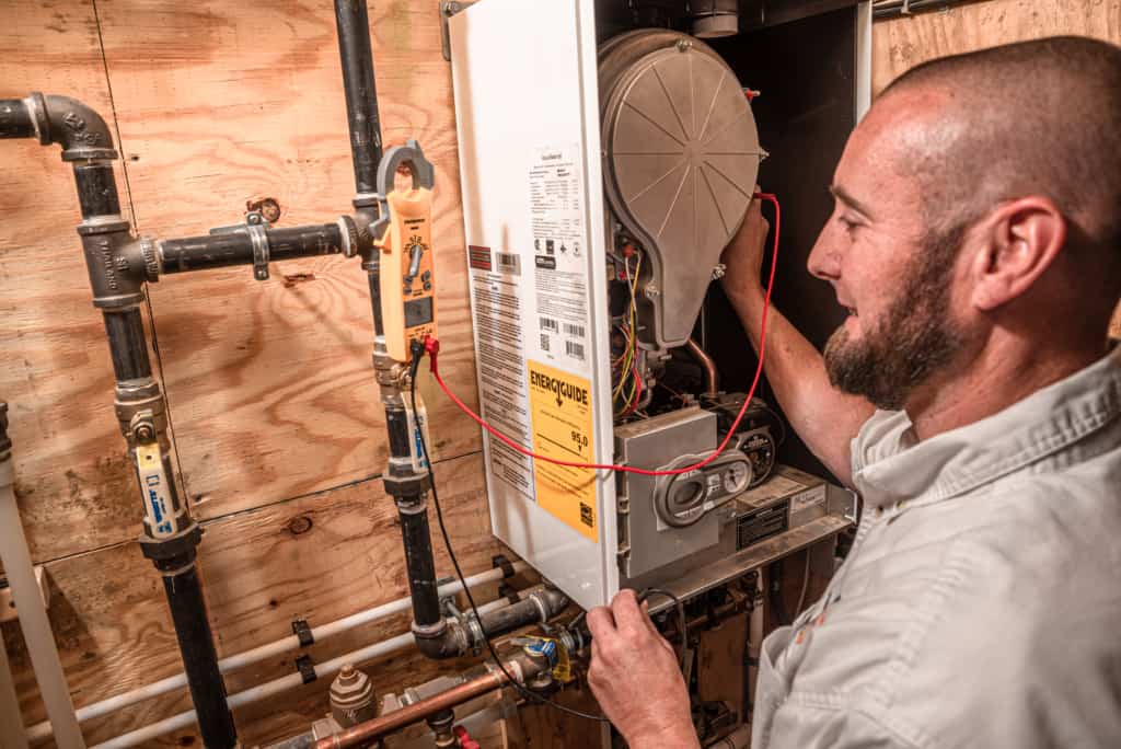 Home heating system inspection by a professional RSC HVAC technician.