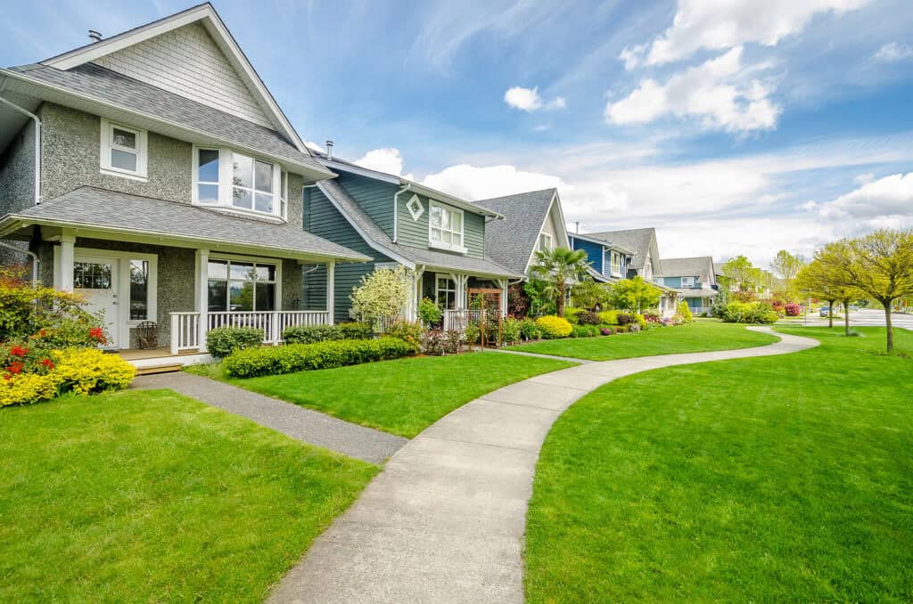 Neighborhood homes in spring.