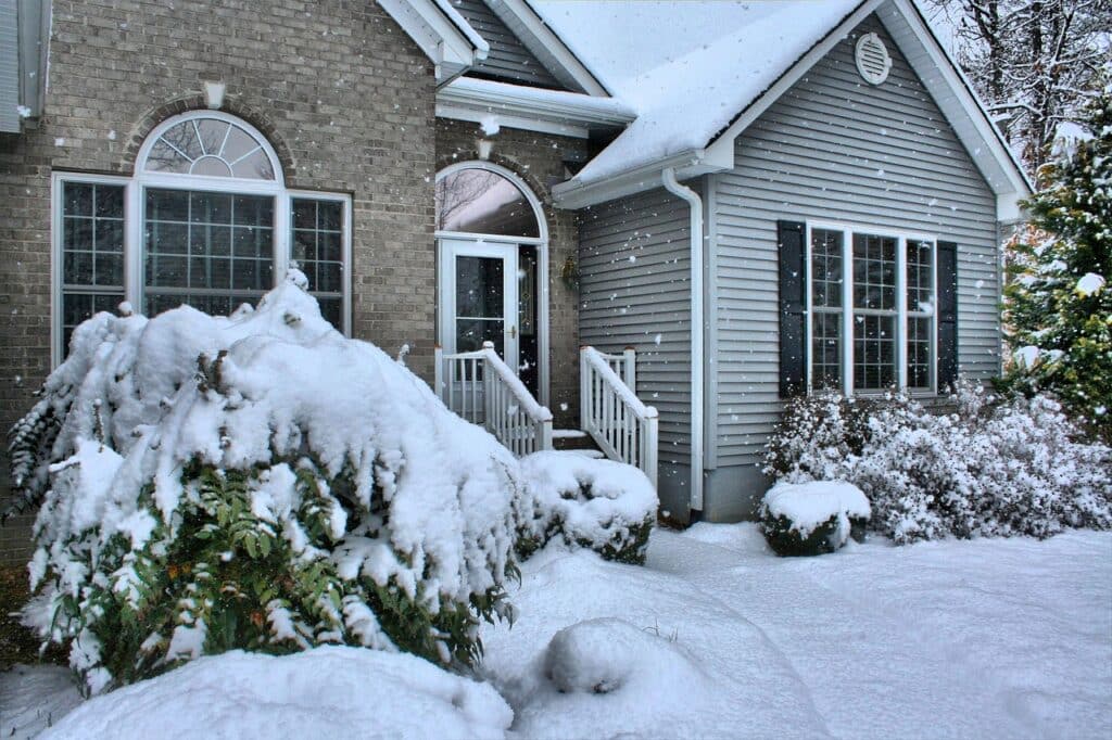 snowy suburban home in Pennsylvania